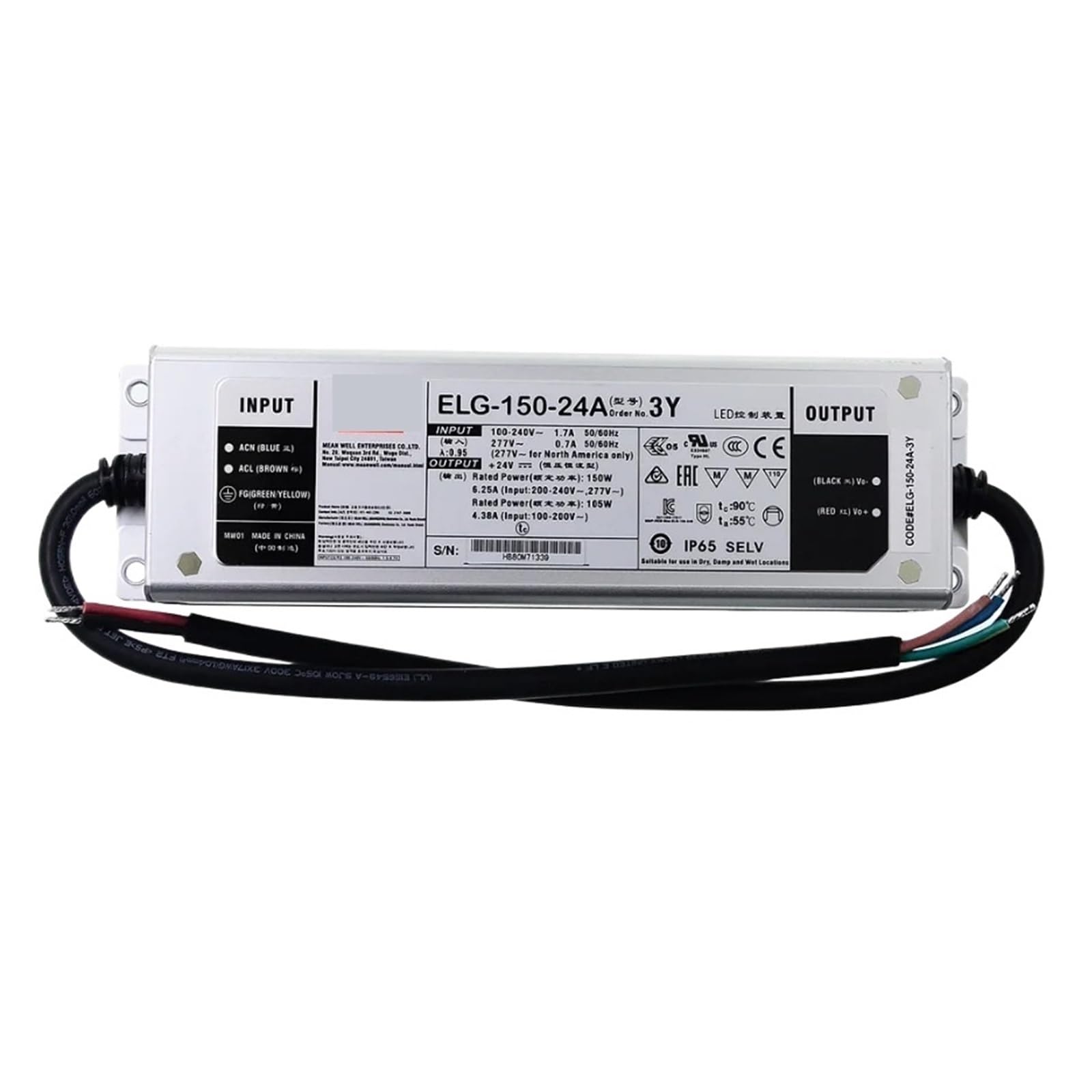 HYUJNAFZR ELG-150 Waterproof Switching Power Supply 3Y 12/24/36/42/48/54(ELG-150-36A-3Y 36V)