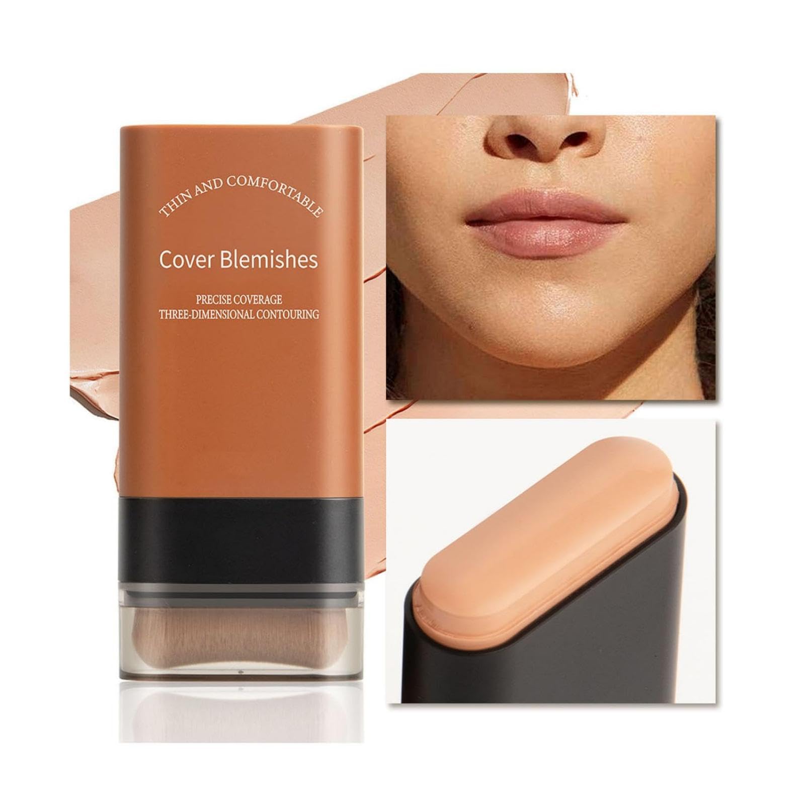 Vivien Beauty Foundation Stick, 2025 Korean Hydrating Lightweight Foundation Stick with Brush, 2 in 1- Luxury Anti-Wrinkle Foudation Stick, Instant Concealing Flawless Eraser (04#)