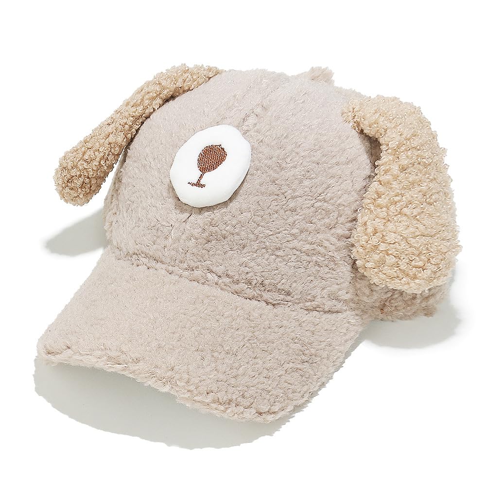 Cappello Invernale, Cappello da Baseball Invernale Donna con Orecchie Cucciolo, in Lana di Agnello, Regolabile, Semplice e Non Strutturato(Khaki)