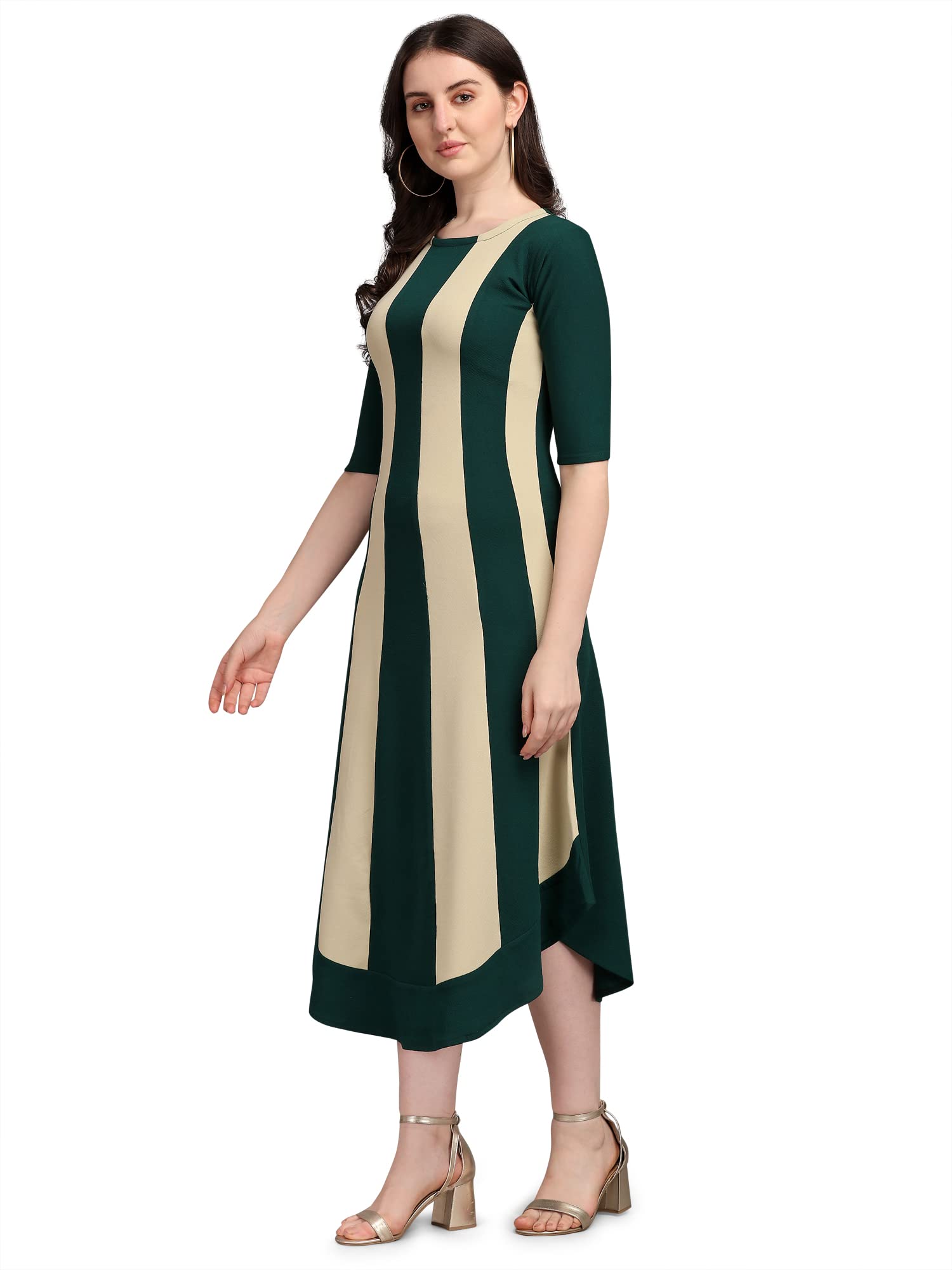 Purvaja Women's Corduroy Empire Waist Maxi Dress (Lucy-529-Lo-Gn-M_Green
