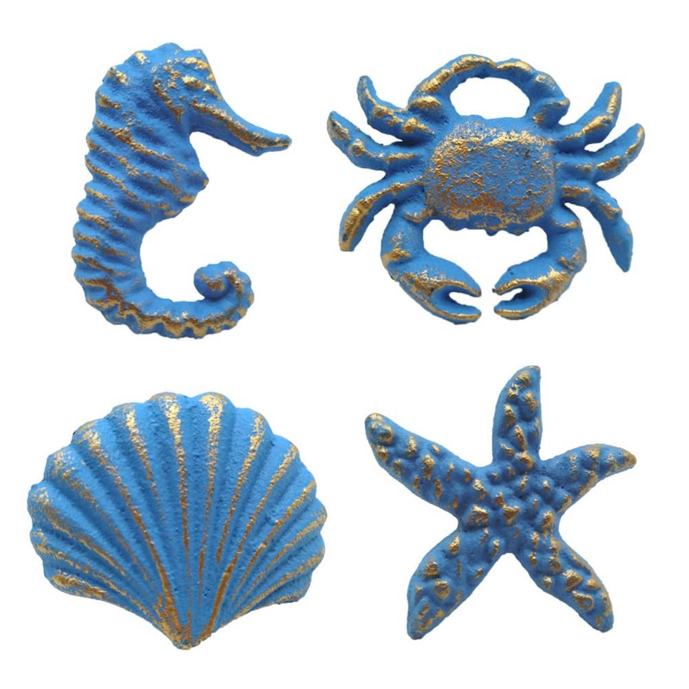 Littimoon 4Pcs Retro Marine Style Cast Iron Drawer Handle-Kitchen Cabinet Wardrobe Closet Hardware,Blue Easy Install Easy to Use