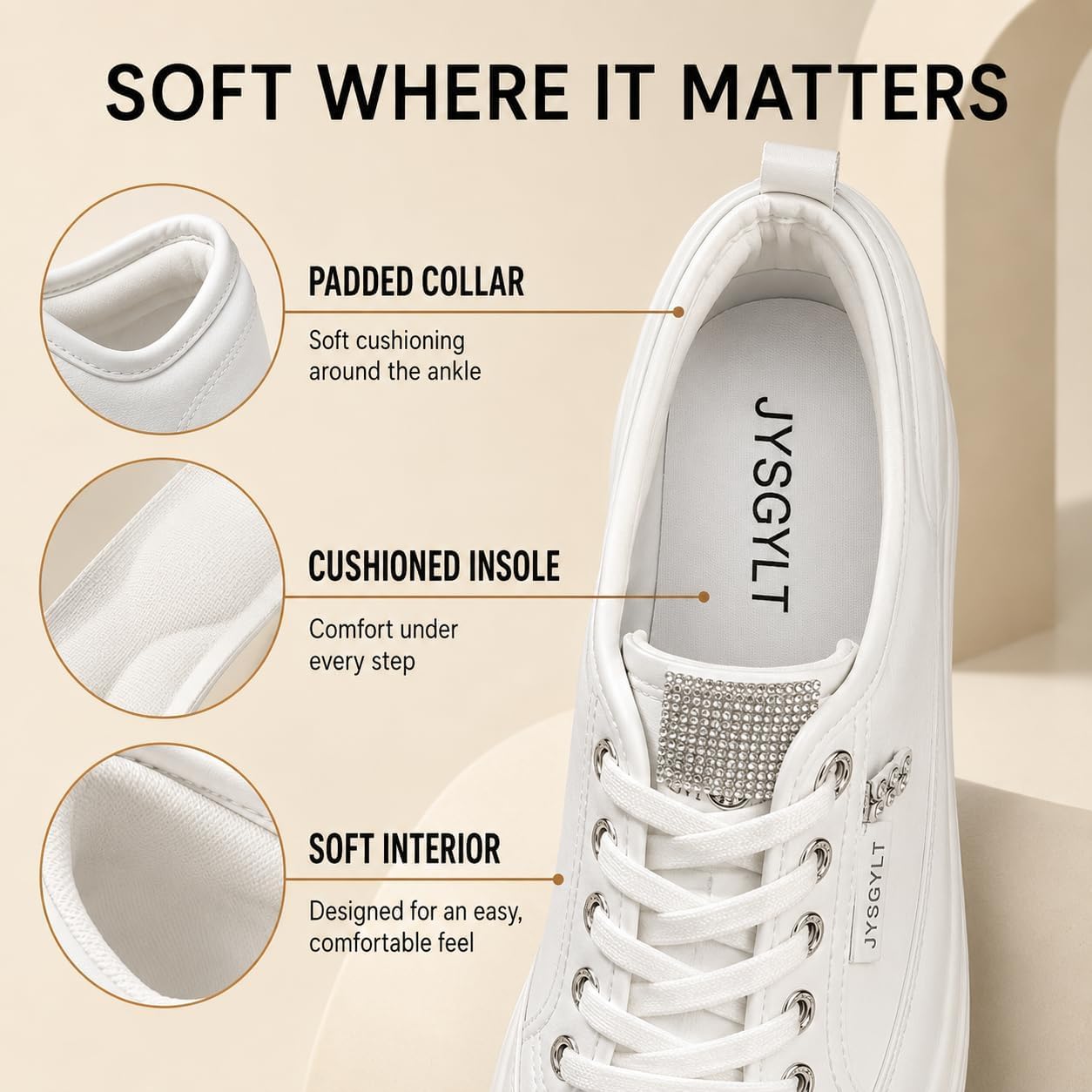 Women's Chunky Platform Sneakers White Fashion Casual Walking Shoes Glitter image 4