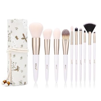 MSQ Makeup Brushes 10Pcs Powder Brushes Foundation Brush Premium Synthetic Hair Makeup Brush Set with Bag for Blending Highlighting Contour Eyeshadow Blush Eyebrow