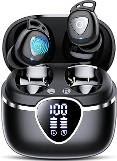 Wireless Earbuds, 2026 Bluetooth 5.4 In Ear Earphones with 4 ENC Noise Cancelling, 40H Mic Clear Calls Bluetooth Headphones Deep Bass, IP7 Waterproof Mini Bluetooth Ear Buds, LED Display USB-C Black - Amazon product rated Grade A