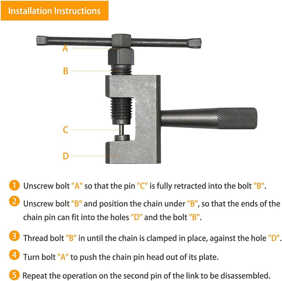 Motorcycle Chain Breaker Cutter Tool Bike Bicycle Link Splitter Pin Remover for 415 420 428 520 525 530 630 Chains