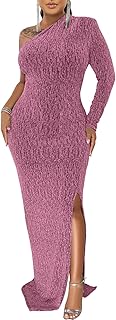Women's Formal Dresses Elegant Long Sleeve Evening Party Dress Sexy One Shoulder High Split Cocktail Gowns