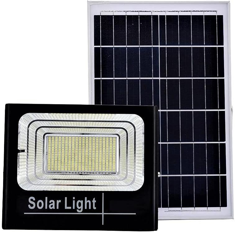 LEOFLA 400W SMD Led Spotlight with Twilight Sensor Solar Panel and Remote Control, Variable, Media