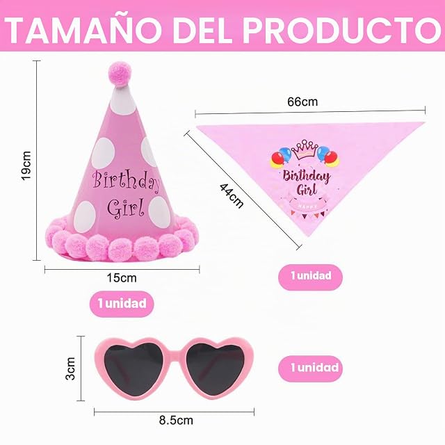 Foto 2 de 6 de 1 Sombrero de Cumpleaños para Mascotas, 1 Toalla de Saliva y 1 Vaso para Mascotas
