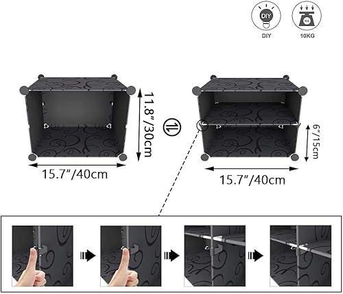 Vista 29 de HOMIDEC Zapatero de 6 niveles, armario de almacenamiento de zapatos de 24 pares de estantes de plástico para zapatos, organizador para armario