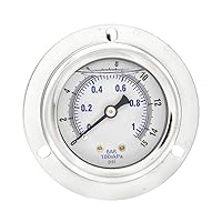 Vista 10 de PIC Gauges 204L-404M Medidor de presión relleno de glicerina con brida frontal con carcasa SS/bisel, internos de latón, lente de PC, esfera de 4