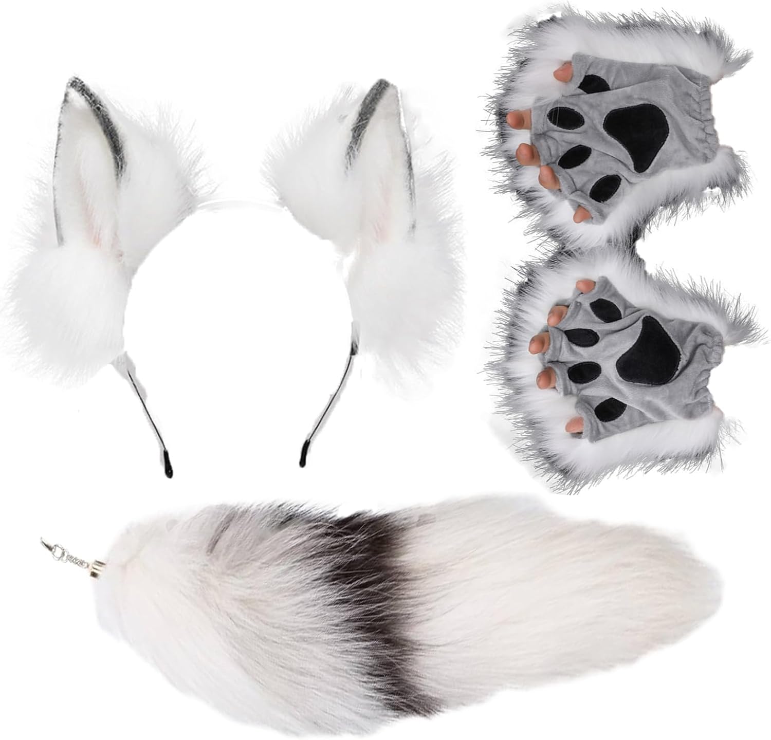 Amazon.com: Valpeak Wolf Fox Ears and Tail Set with Therian Paws Fox ...