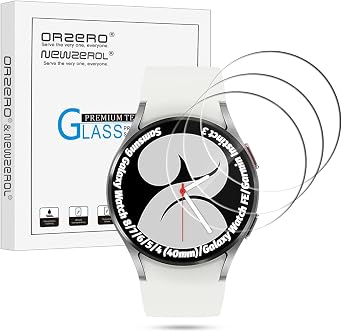 Orzero 4 Pack Watch Screen Protector Compatible for Samsung Galaxy Watch 8 40mm, Samsung Galaxy Watch 7/6/5/4 40mm/FE/Garmin Instinct 3 AMOLED&Solar 50mm, Tempered Glass Anti-Scratch Bubble-Free