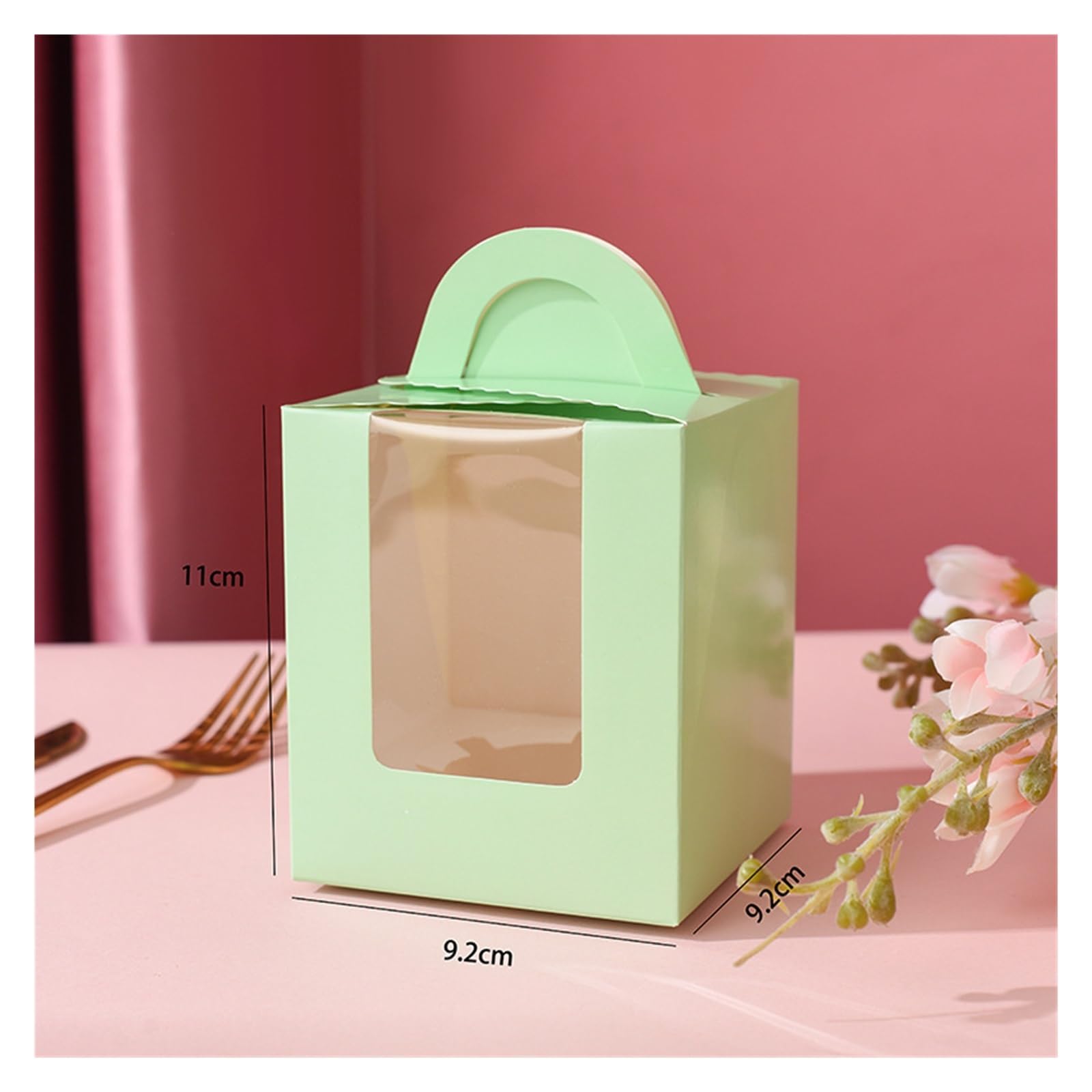 Cajas Para Cupcakes 50 Uds. Caja de papel Kraft for pasteles de 93x93x110mm con ventana de Pvc, caja de embalaje for galletas y cupcakes, caja de embalaje de regalo de Papel Kraft para Caja De Pastele