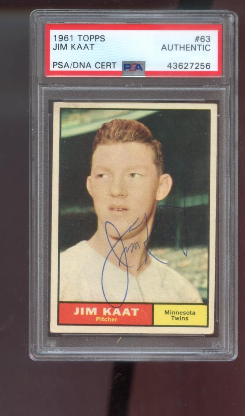 1961 Topps #63 Jim Kaat AUTO SIGNED Autograph Autographed Card PSA PSA/DNA Baseball MLB COA Minnesota Twins