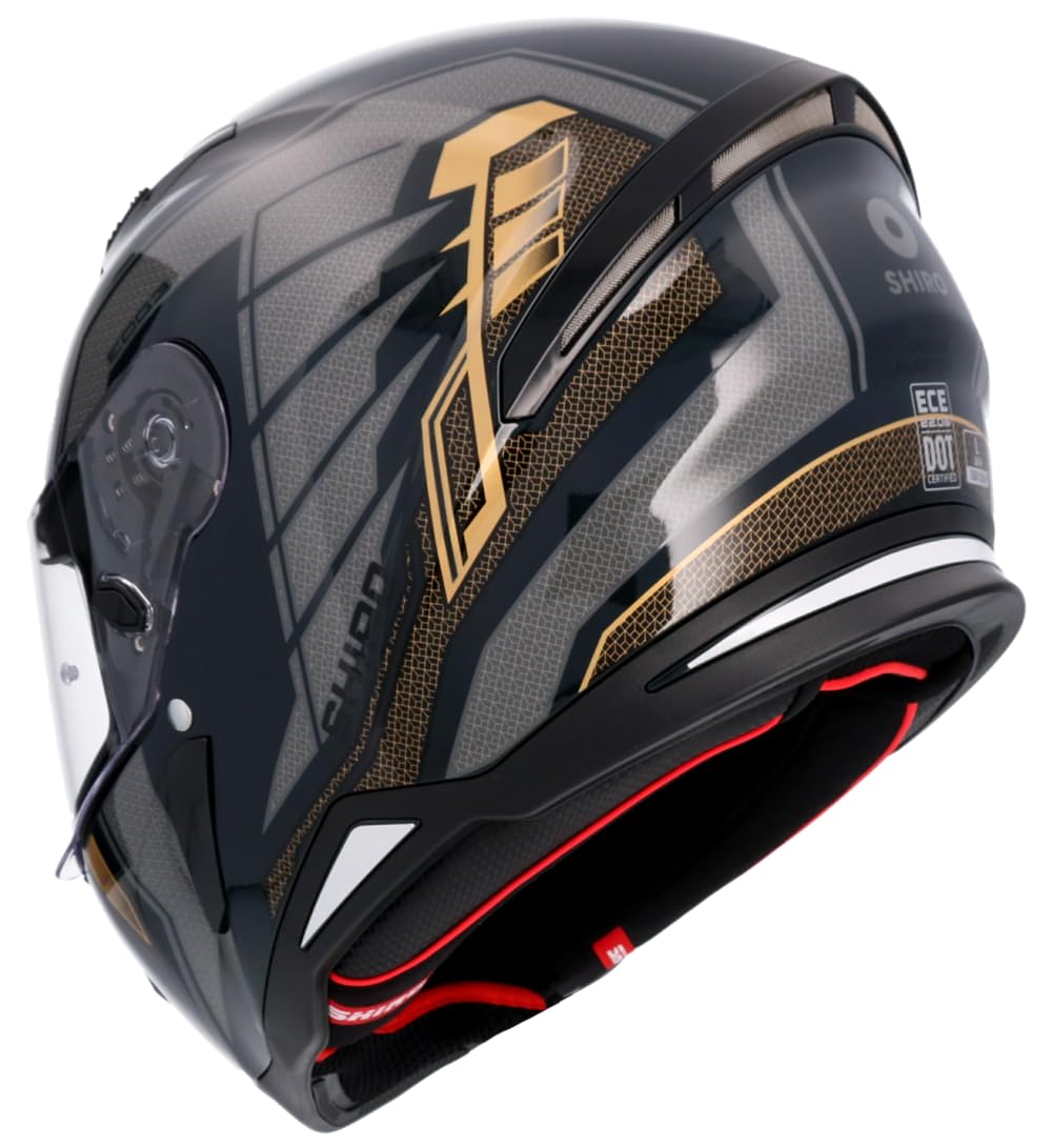 Shiro Helmets Casco Hunter Edge Negro y Dorado Totalmente Homologado (XL 61/62)