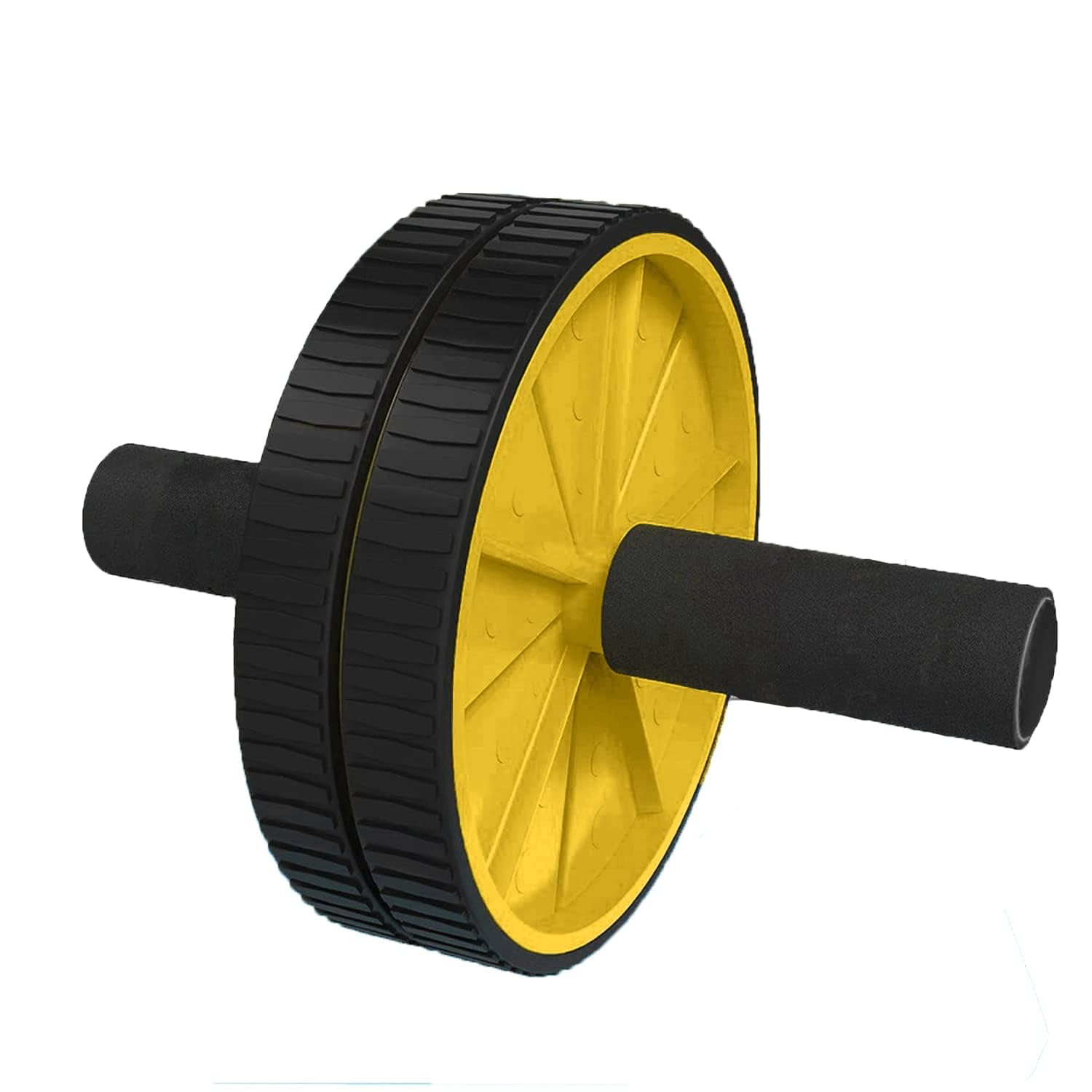 Strauss Double Wheel Ab & Exercise Roller | Anti-Skid Wheel Base, Non-Slip PVC Handles with Foam | Ideal for Home, Gym Workout for Abs, Tummy, (Yellow)-picture-26