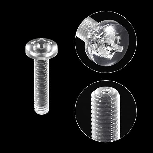 Miniatura 4 de uxcell M4x16mm plástico Phillips pernos 50pcs PC Pan cabeza máquina tornillos transparentes