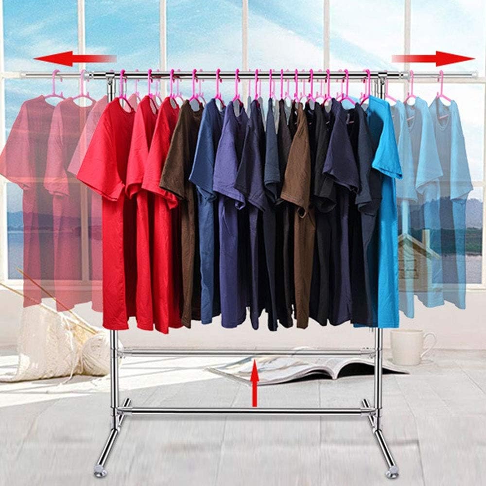 Clothes Airer Foldable Clothes Drying Rack Free Installed Stainless Steel Space Saving Retractable Rack Hanger (Color : Stainless Steel Size : 125-195 136 50cm)