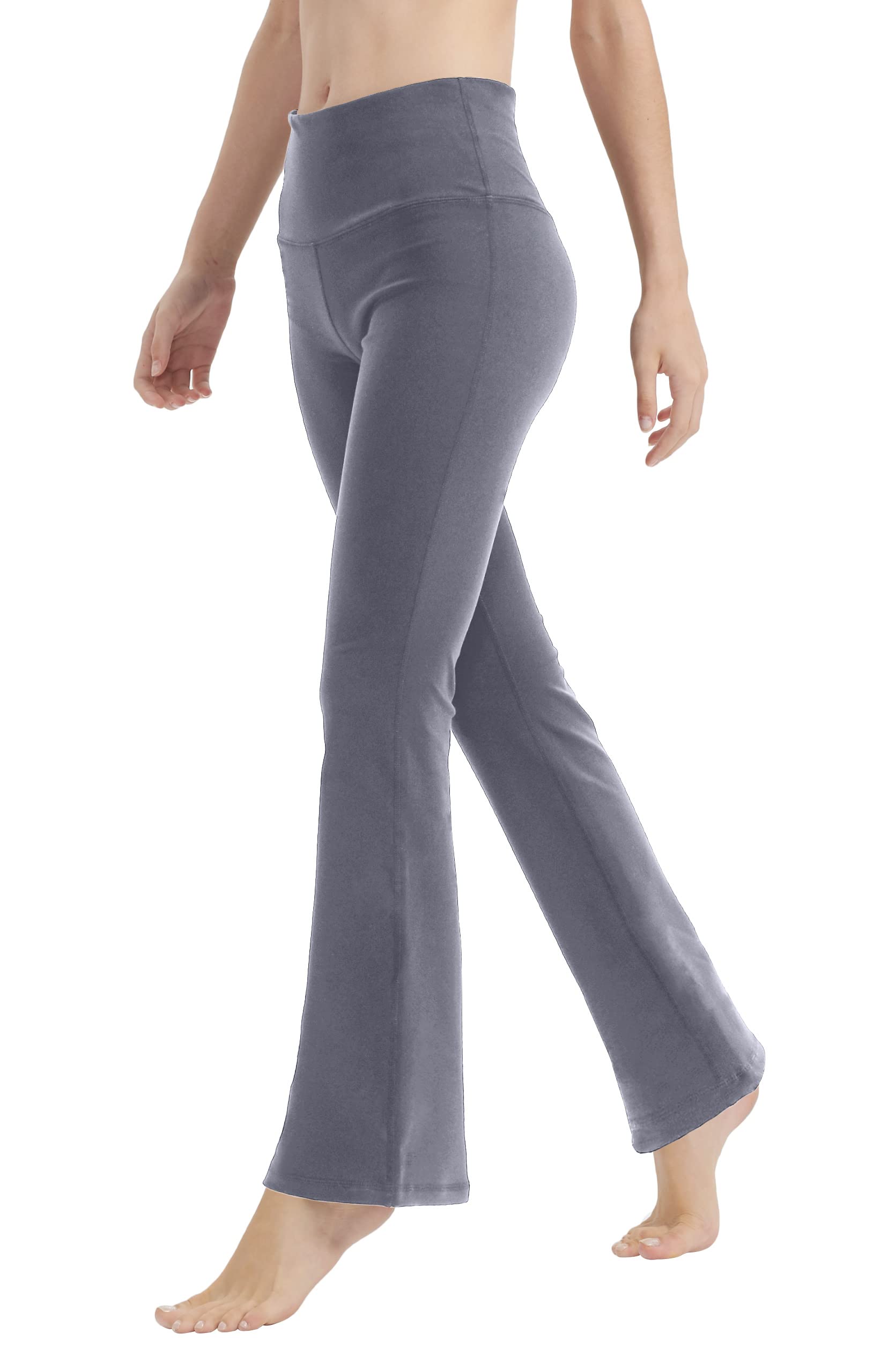LaiEr Pantaloni da Yoga da Donna con 4 Tasche Pantaloni da Lavoro a Vita Alta 4 Vie Stretch Controllo Pancia Pantaloni Lunghi Svasati, (2 Tasche Laterali e Posteriori),