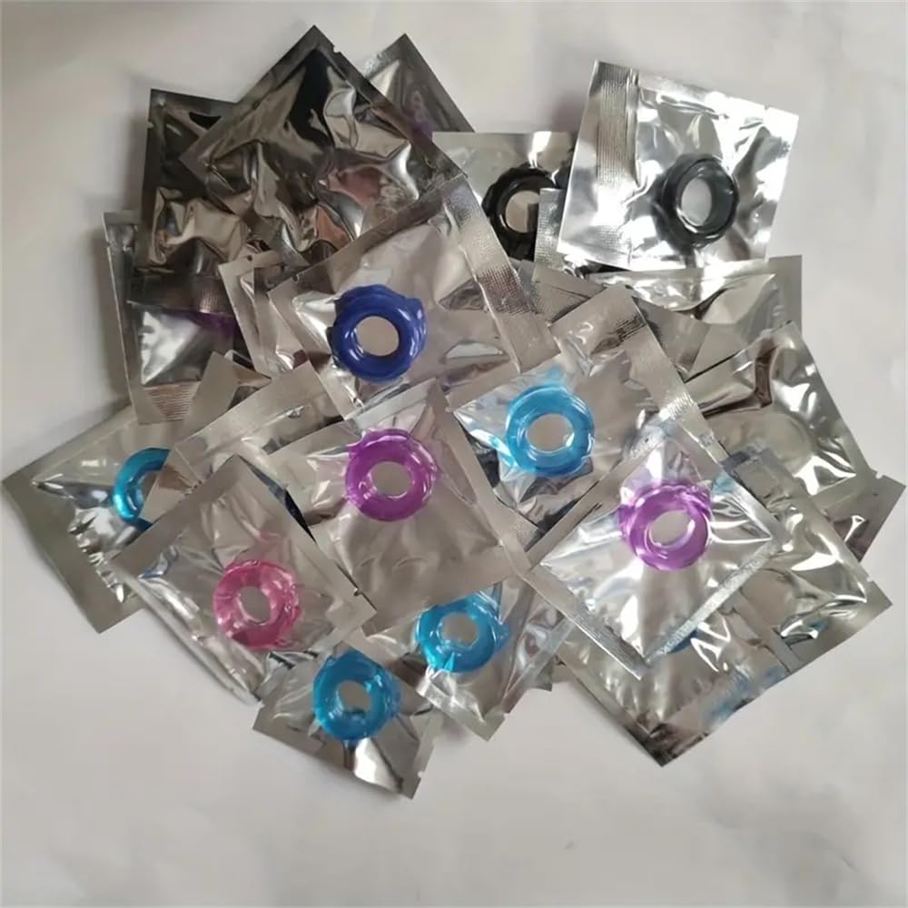 6 pezzi di anelli in silicone nero morbido e super elastico