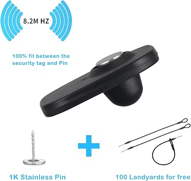 1000Pcs 8.2M RF Clothing Security Tag 1000 Pin 100 Lanyard for Retail EAS