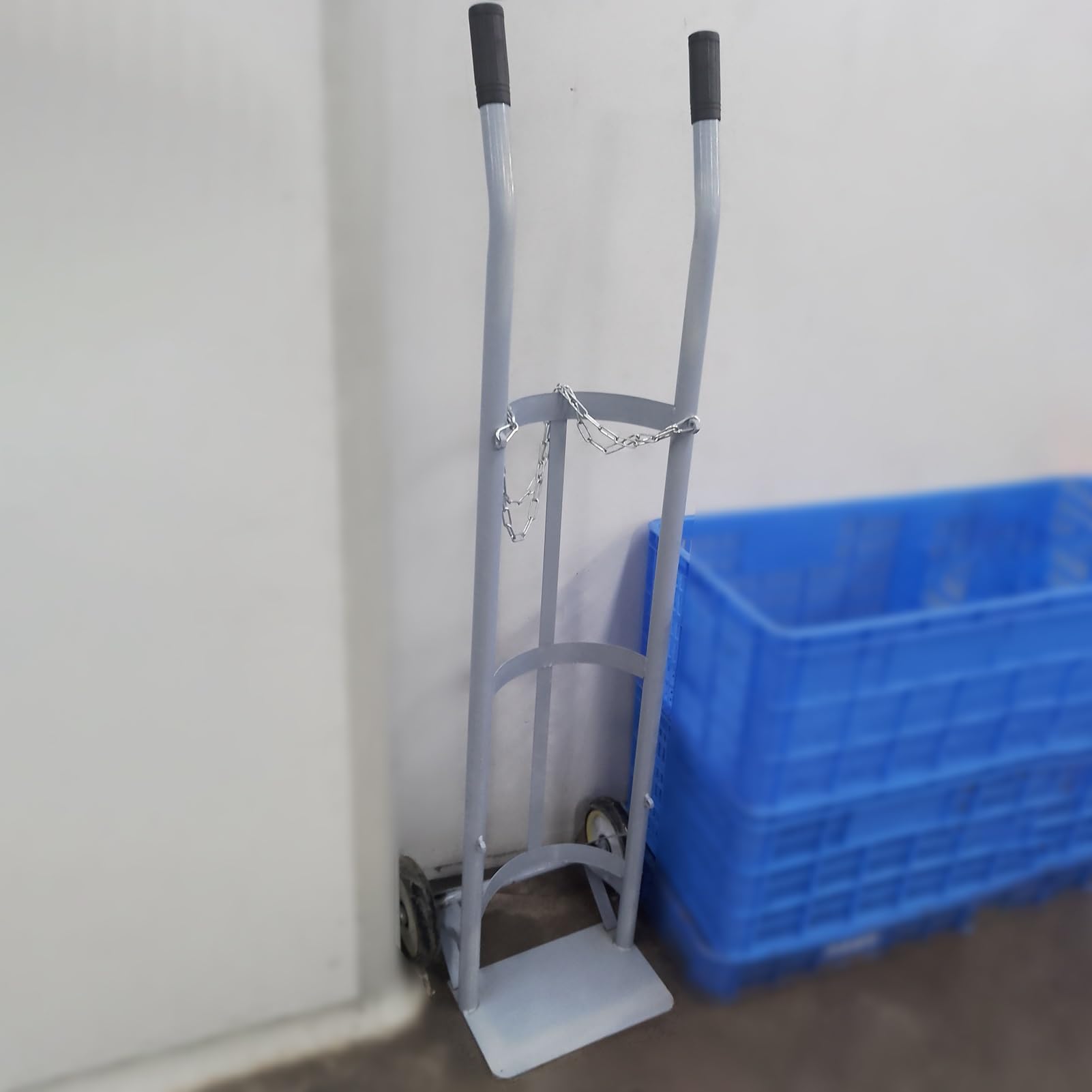 Portabotellas de Oxígeno Carrito de Transporte para Tanque de Oxígeno de 2 Ruedas con Asa, Carrito Resistente para un Solo Cilindro de Oxígeno/ gas, Camión con Soporte para Botella de Oxígeno para Fáb