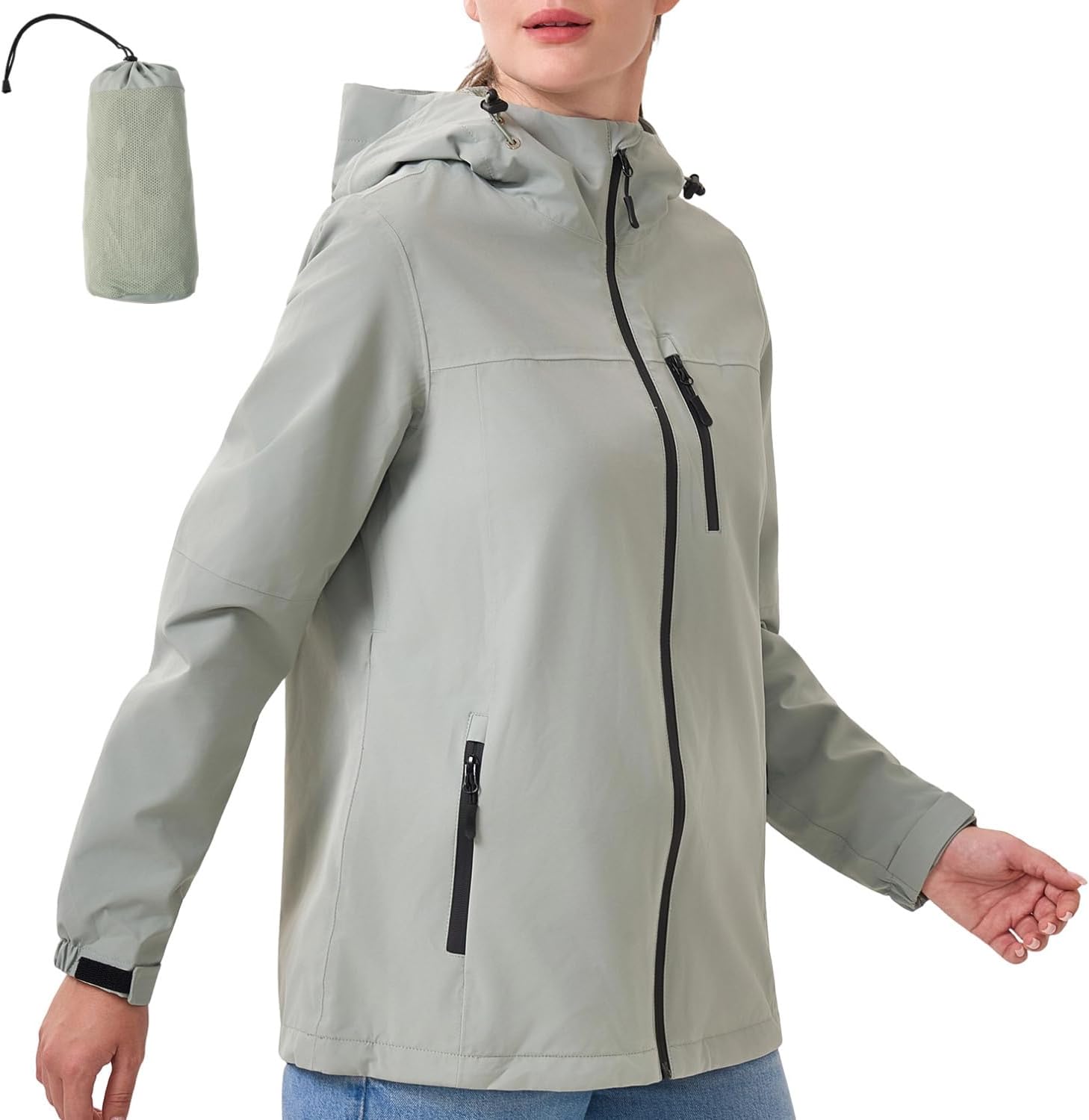 Rain Jacket Women Waterproof Lightweight Rain Coats for Womens Rain Jacket With Hood for Cycling Hiking