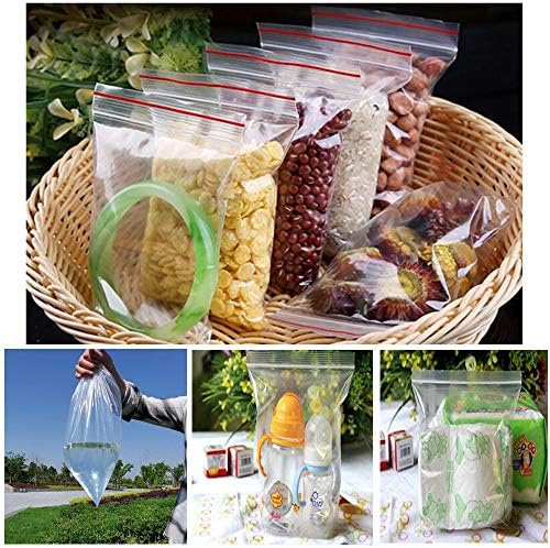 400 Grip Seal Bags,4 Sizes Resealable Bags Plastic Poly Self Seal for Kitchen Jewellery Craft Beads Small Cookies Sweets Storage -4 * 6cm/6 * 9cm/10 * 15cm/12 * 18cm