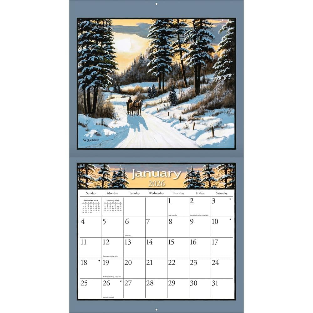 Lang, Calendario de pared 2026 de Lure of The Outdoors por Bill Saunders