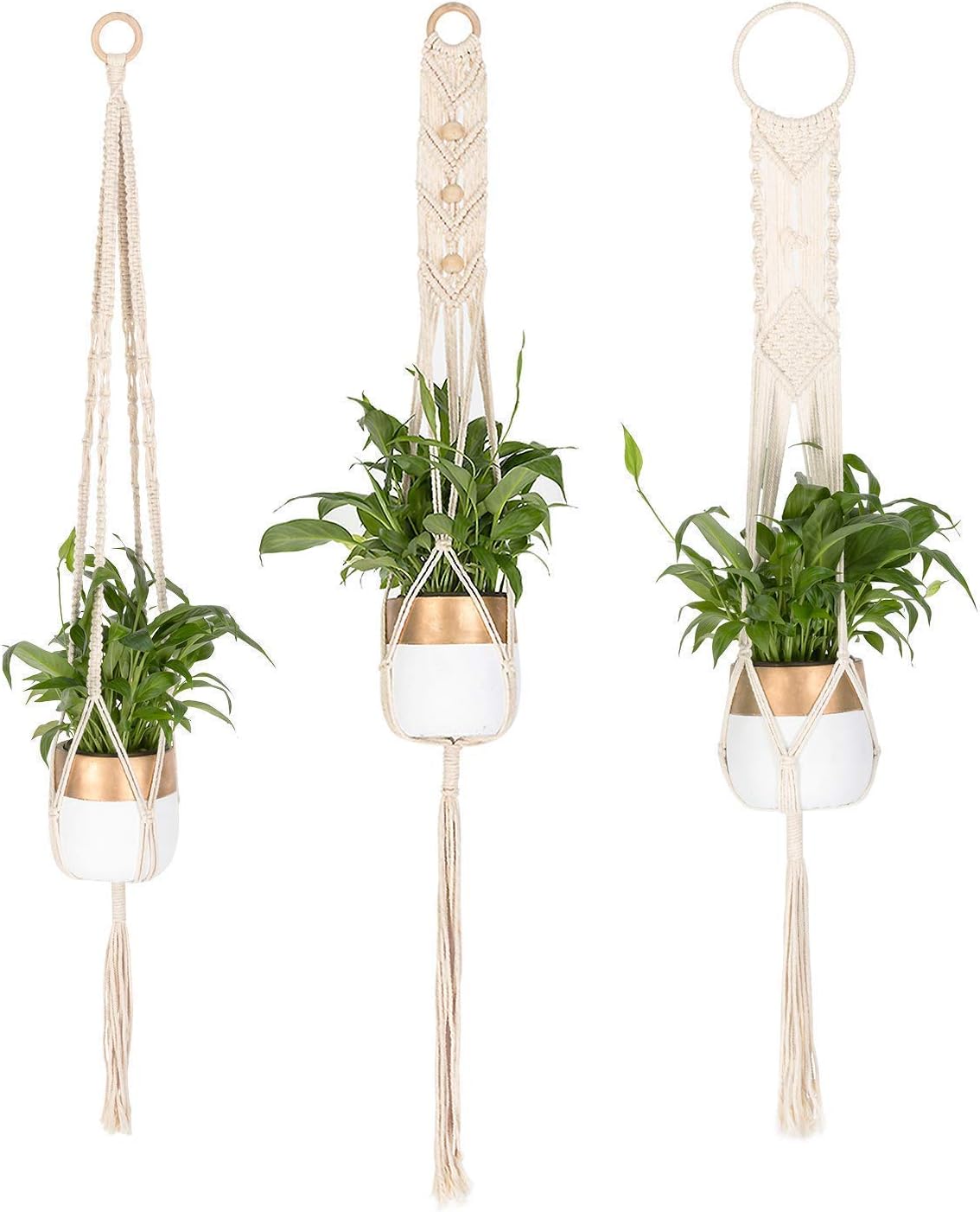 INDRESSME Macrame Plant Hangers 3 Different Pack - Handmade Indoor ...