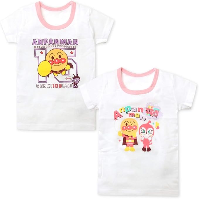 Amazon Co Jp ピンク 95cm 女児 ベビー アンパンマン 2枚組 半袖 シャツ 綿100 キャラプリント 配色切替 インナー 肌着 下着 女の子 90cm 95cm A 1923b メール便対応応 服 ファッション小物