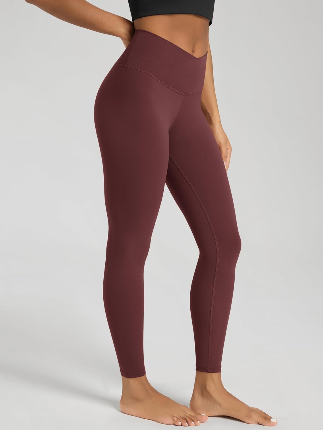 ODODOS Women's Crossover Leggings with Back Pocket, 23" / 25" / 28" Buttery Soft V High Wasit Lounge Yoga Pants - Image 2