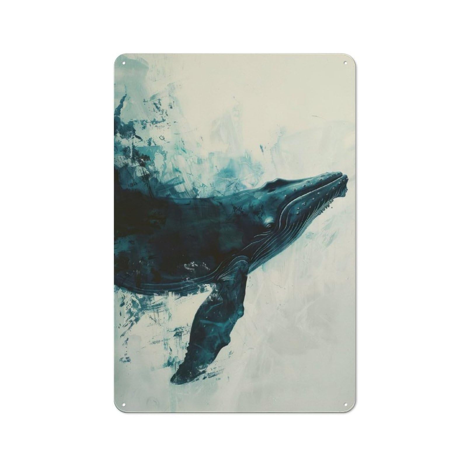 Junmoney Whale Painting Art Metal Wall Sign 30X20cm Featuring For Home Bar Wall, For Themed Interiors In Home Bars And Entertaining Spaces