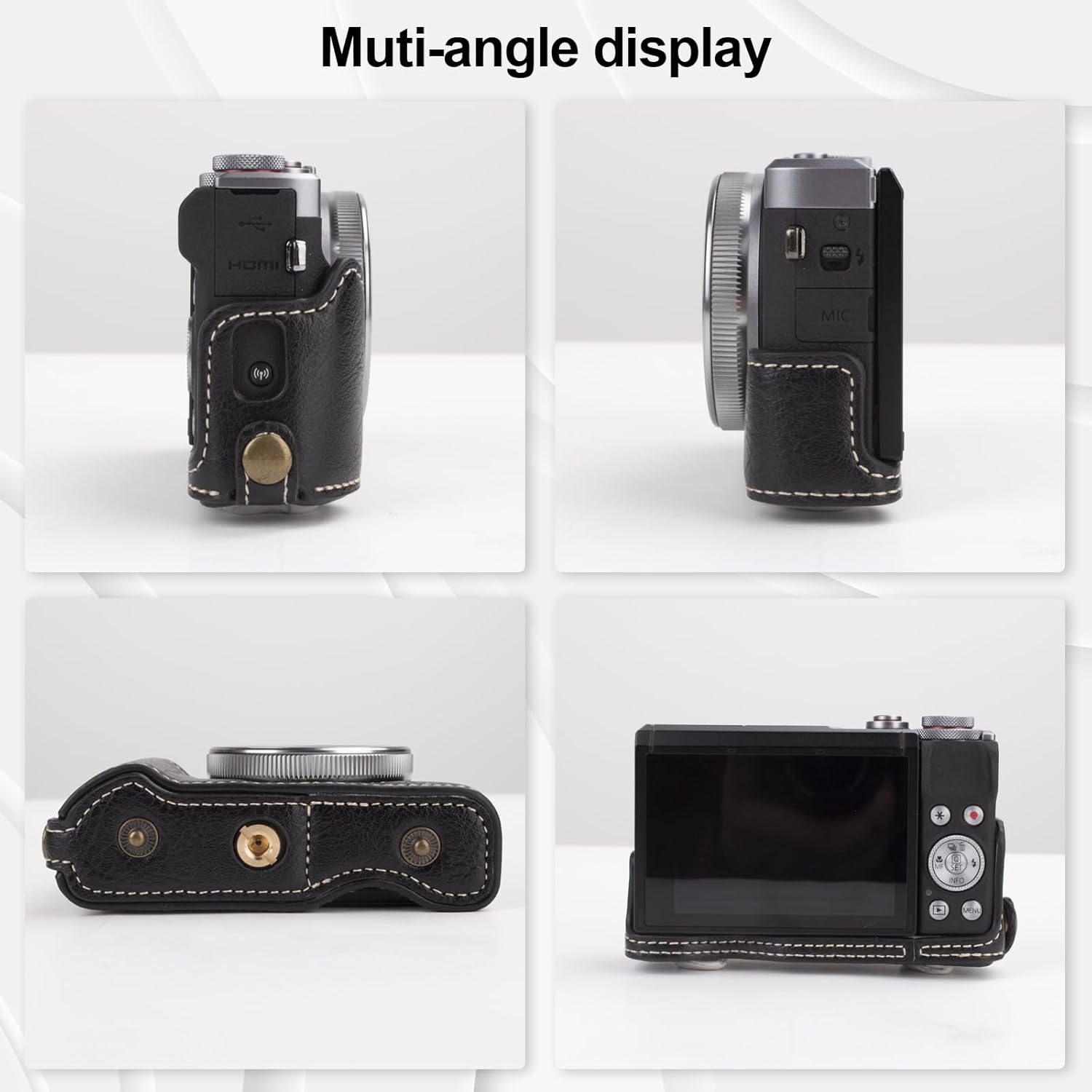 Rieibi G7 X G7X II G7X III Case, Vintage Leather Camera Case for Canon PowerShot G7X / G7X Mark II / G7X Mark III DSLR Camera, Protective Case with Strap