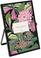 Laura Ashley 4x6 Black Metal Picture Frame Vertical with Easel Stand - Elegant Tabletop Display for Desk Shelf Mantle