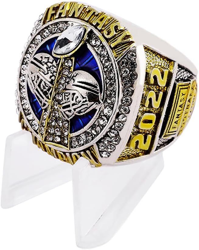 Fantasy Football Ring 2022 | Heavy FFL Championship Ring | Gold Silver Tone Plated Award Trophy for Fantasy Football League Winner