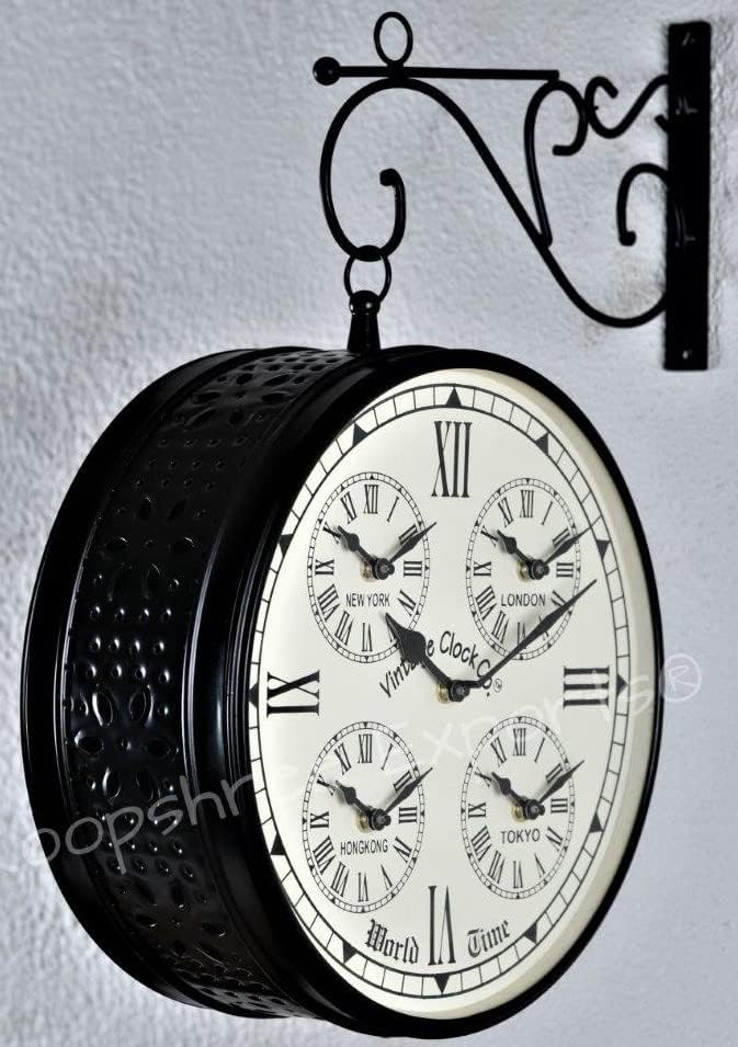 Vintage Clock Handcrafted Double Side Wall Clock 1 Year Warranty / 65700-12-WCH