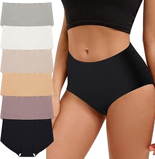 Women's Mid Waisted Seamless Underwear Full Coverage Brief Ladies No Show Panties Sexy Comfortable Lingerie