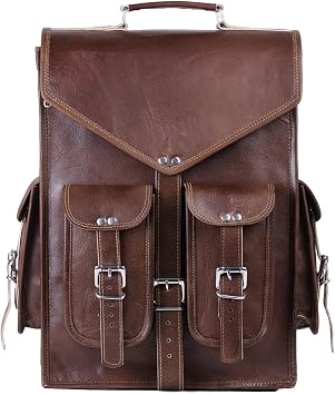 Handmade World Convertible Leather Laptop Backpack for Men 17 Inch Business Travel Bag, 2-in-1 Messenger & Backpack, Full Grain Leather Work Bag, Carry On Professional Office Bag 12" x 16"