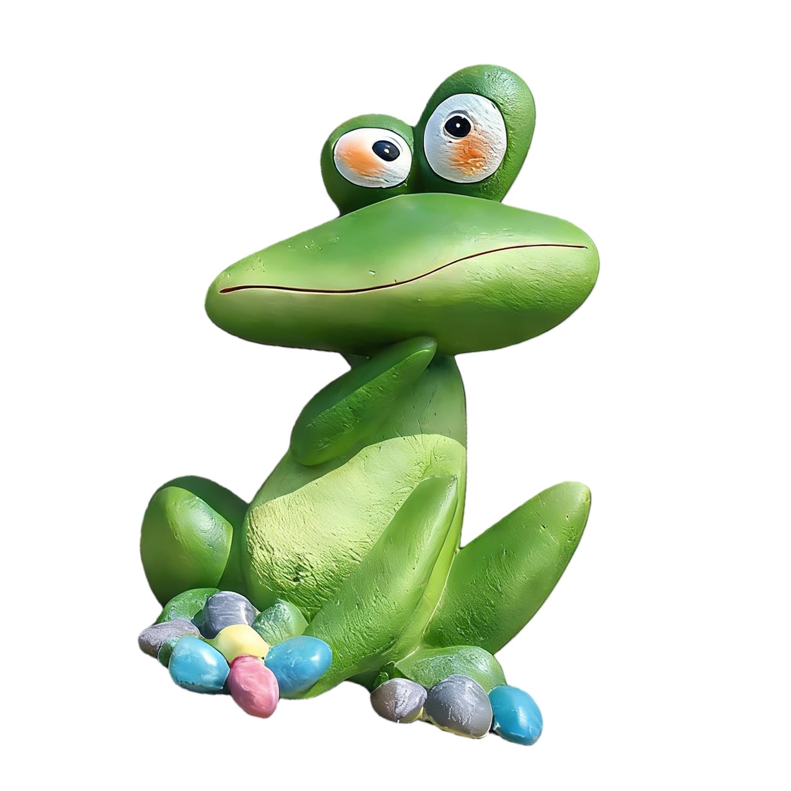 hogtnd Funny Resin Frog Figurine Sitting Pose Tilted Mouth Animal Statue for Indoor Outdoor Decoration Garden Decoration Gift Funny Animal Sculpture