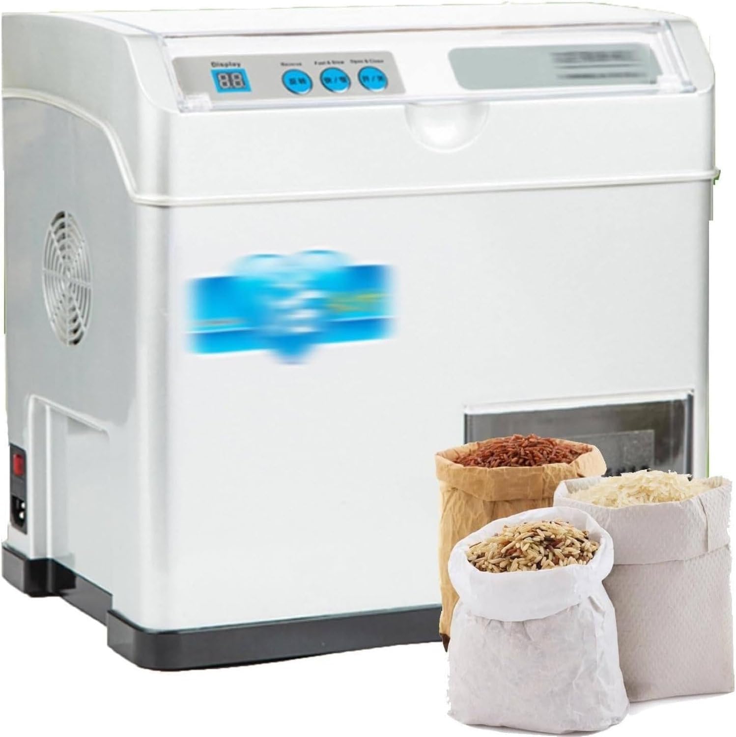 Automatic Rice Bran Shelling Separator, 60KG/H Wheat Cereals Peeling Sheller Huller, 500W Paddy Huller Sheller Hulling Household with Rice Milling Peeling Capability for Light Brown Rice