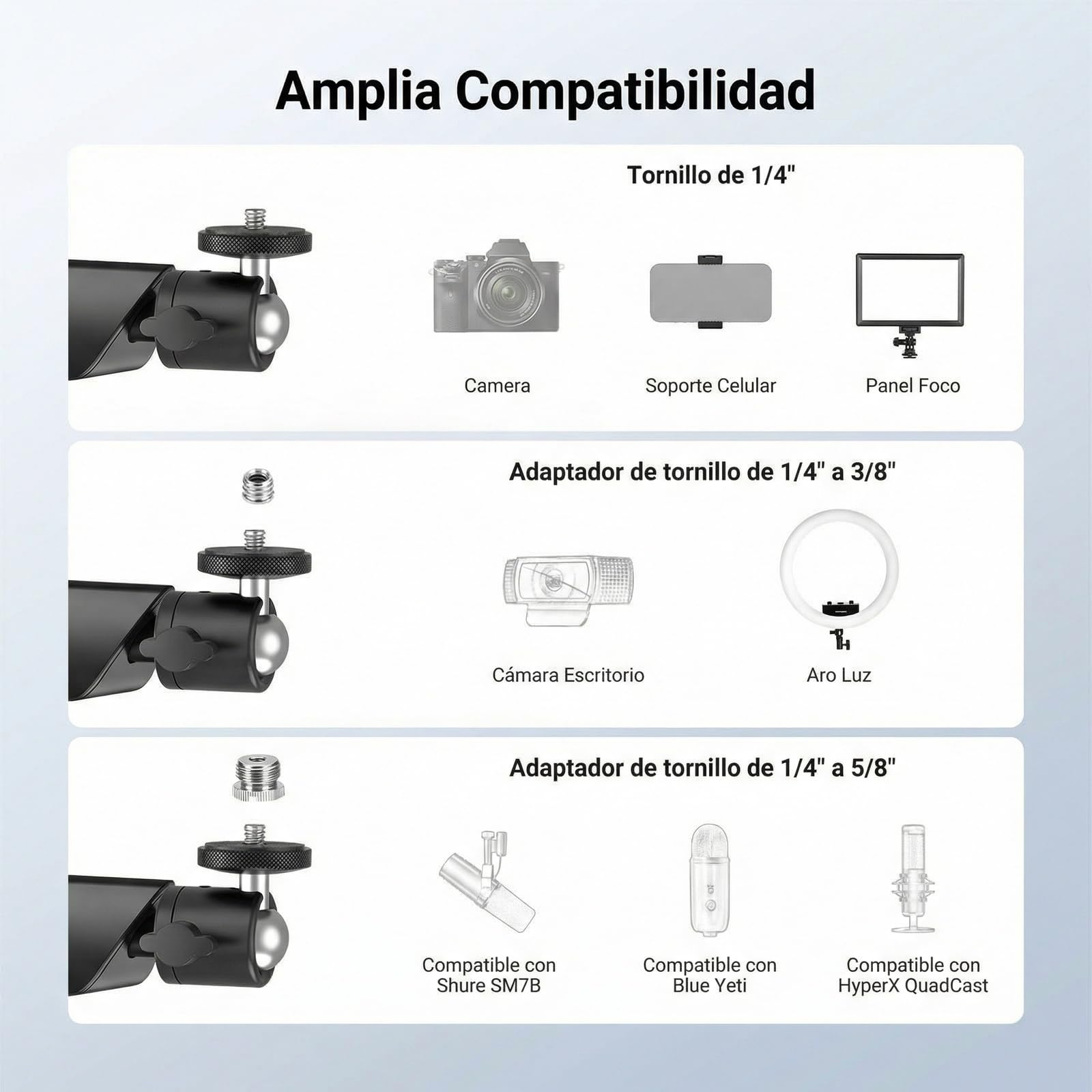 NEEWER Soporte de micrófono, soporte de micrófono amortiguado de perfil bajo, soporte de escritorio con brazo de brazo, cabeza de bola de 360°, canales de cable mejorados, adaptadores de 3/8 pulgadas