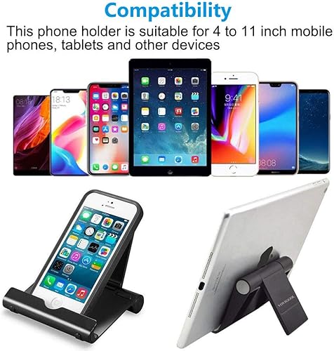Miniatura 2 de Paquete de 4 soportes para teléfono celular para escritorio, soporte plegable para teléfono celular, soporte ajustable para tableta compatible con