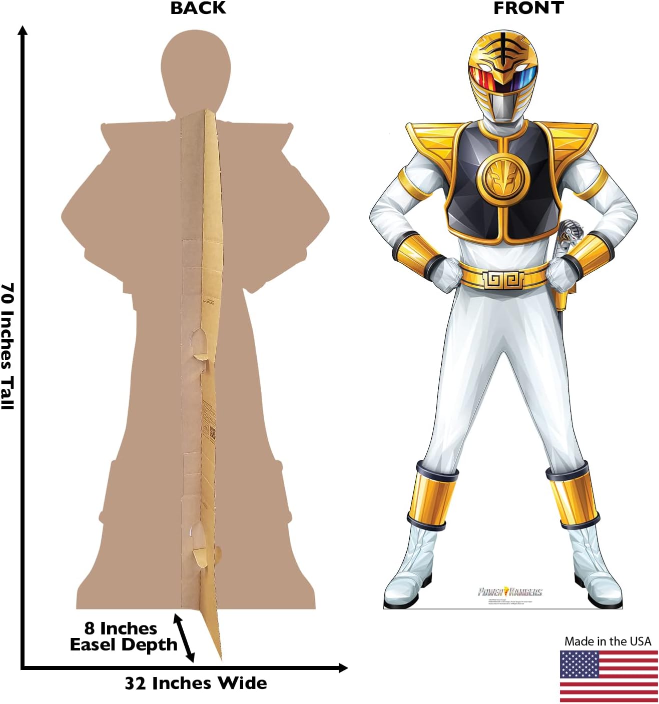 Cardboard People White Power Ranger Cardboard Cutout Standup - Power Rangers