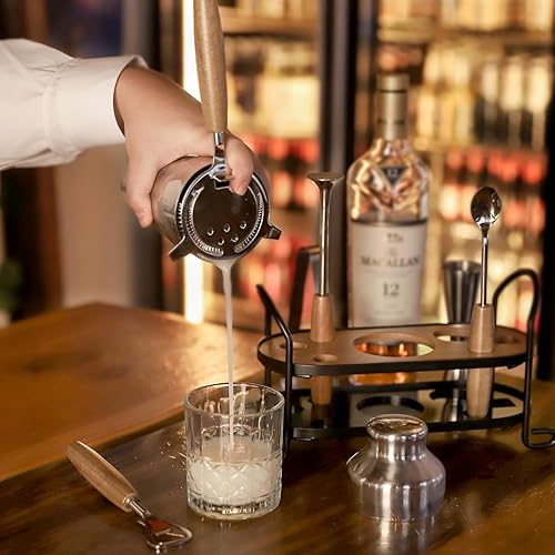Miniatura 4 de Juego de coctelera con soporte, kit de coctelería mixología para mezclar bebidas | Juego de mixología con 7 herramientas de bar Kit de cóctel