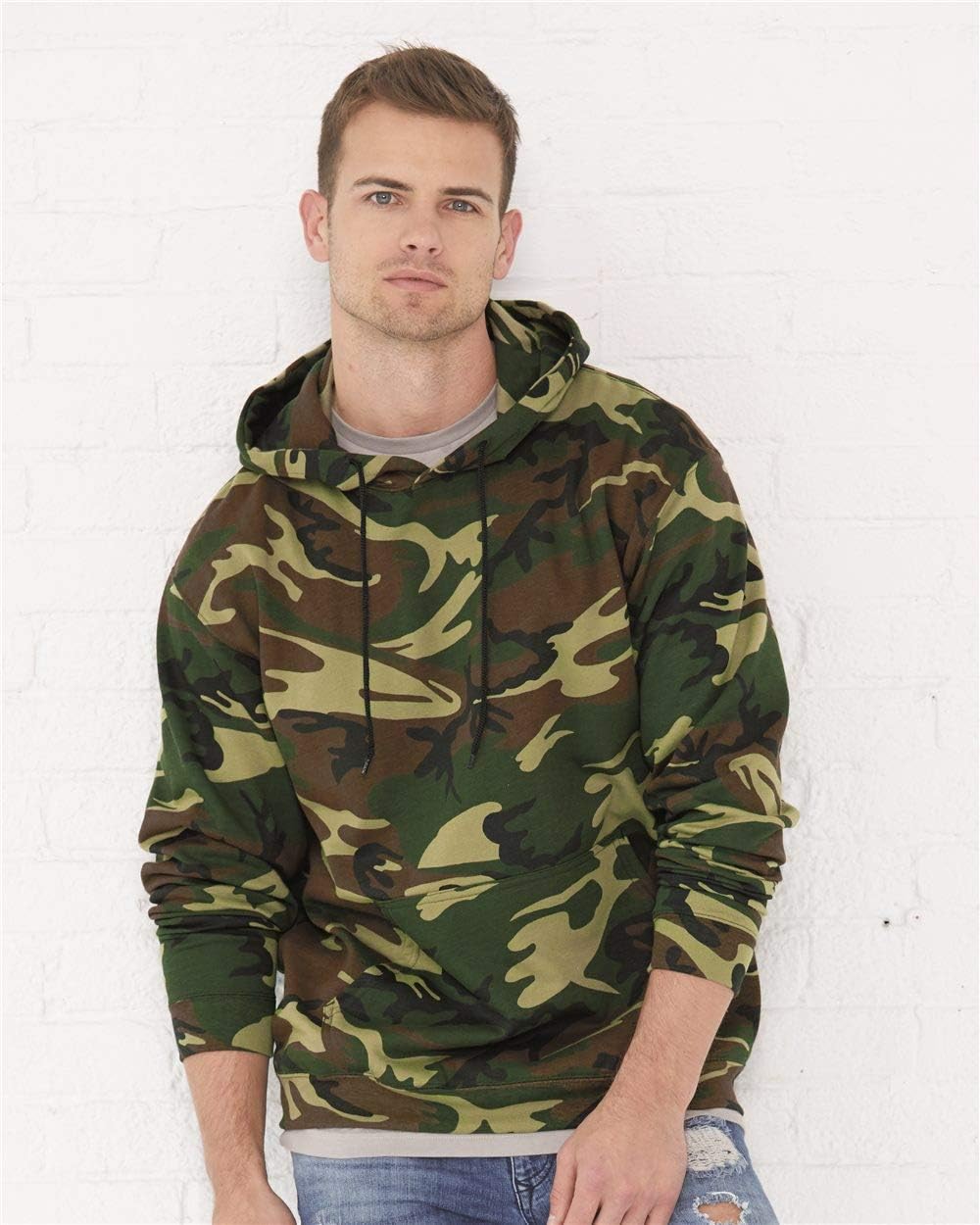 Code Five Camo Pullover Fleece Hoodie, 2XL, Green Woodland - Image 4