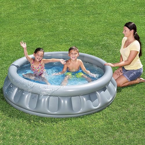 Image of NHR Inflatable Swimming Pool for Kids (152 x 43 cm, 5 Feet), 512L Round Water Splash Pool Bath Tub for Toddlers & Children, Heavy Duty BPA Free Non-Toxic Grey Outdoor Indoor Lawn Garden Water Pool