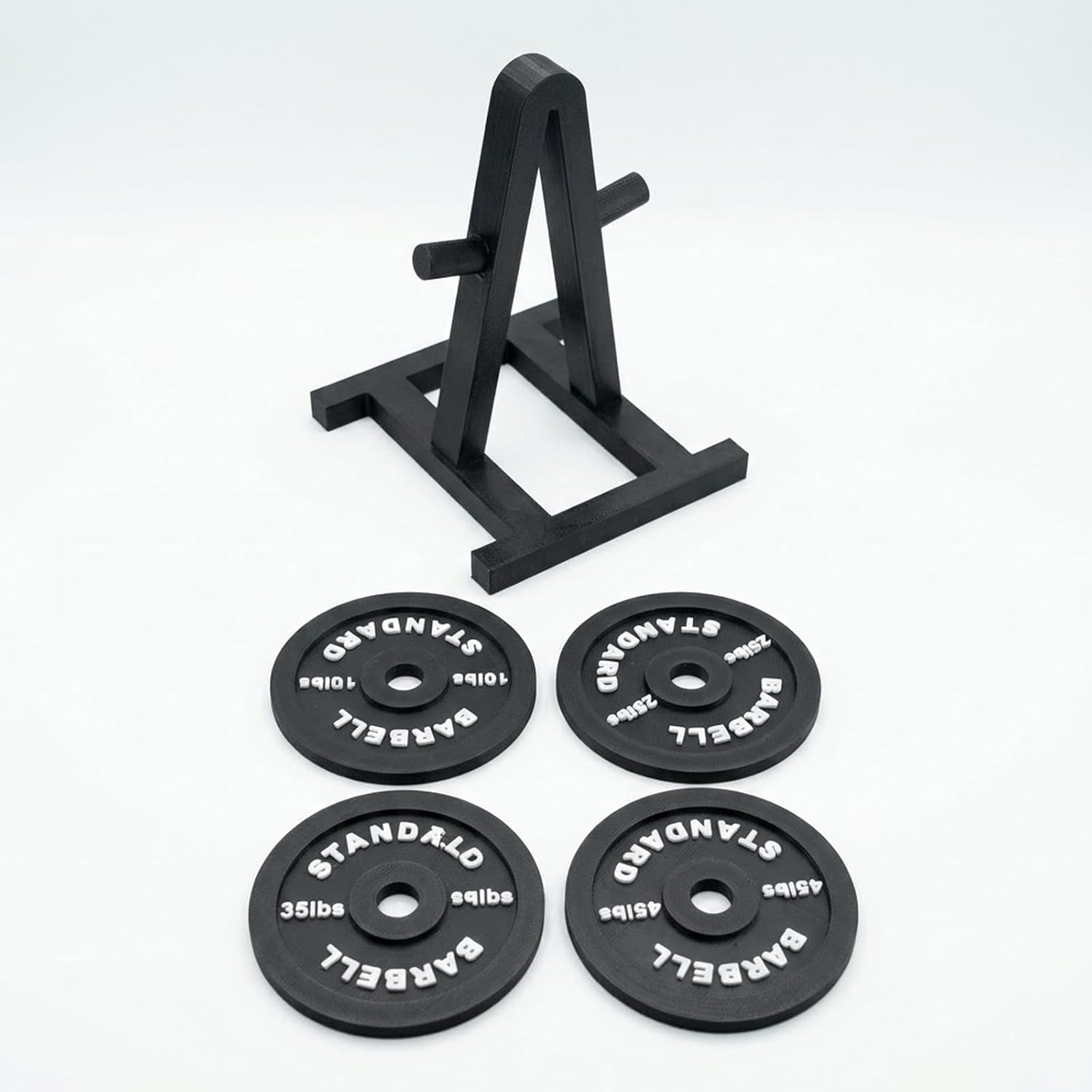 Weight Plate Coaster Set with Rack, 4 Pack Barbell Bumper Plate Drink Coasters, Durable Non-Slip Drink Mats, Unique Gym Gifts, Home Gym Decor & Workout Accessories