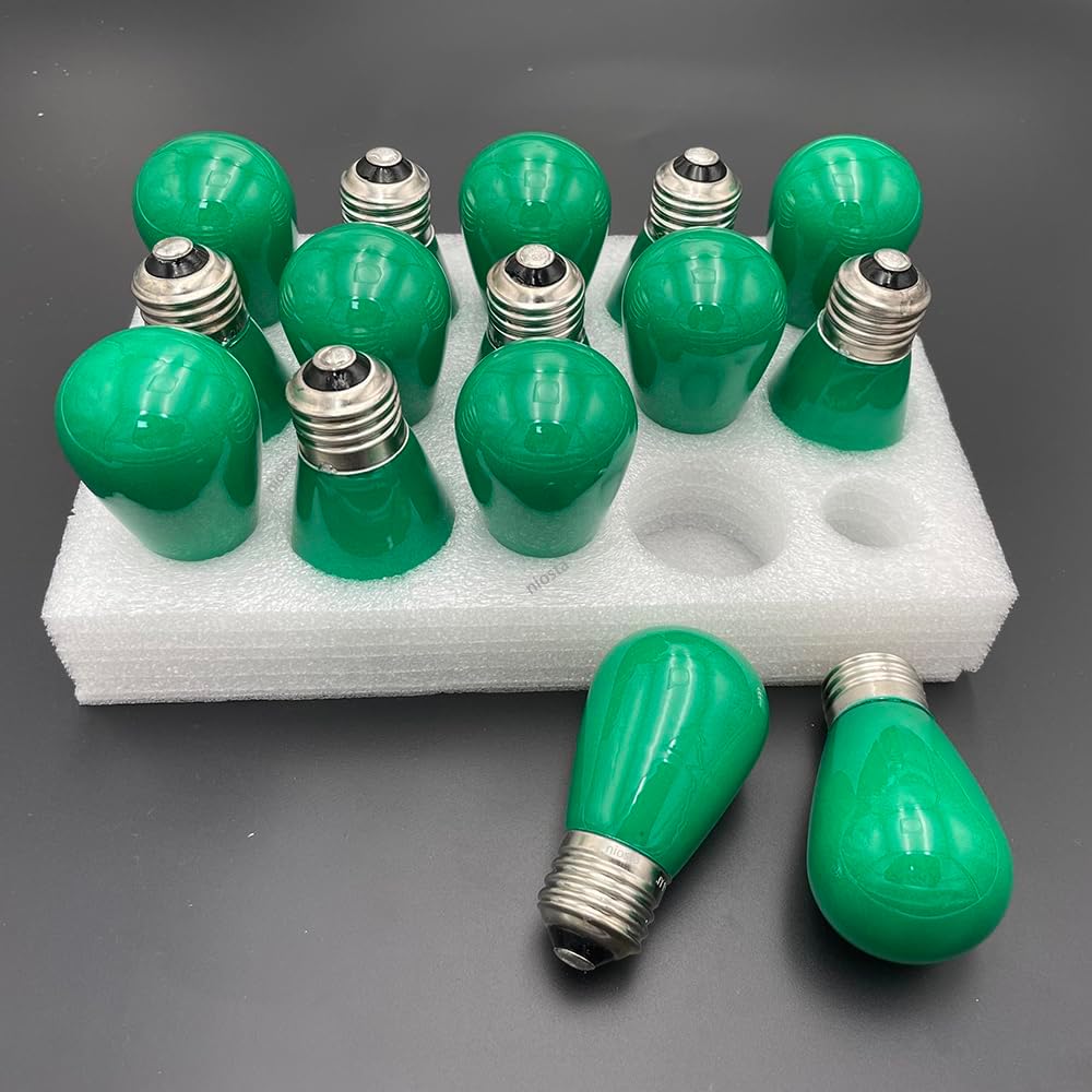 S14 Replacement LED Bulbs,E26 Base,for Outdoor String Light,15 Pack Green