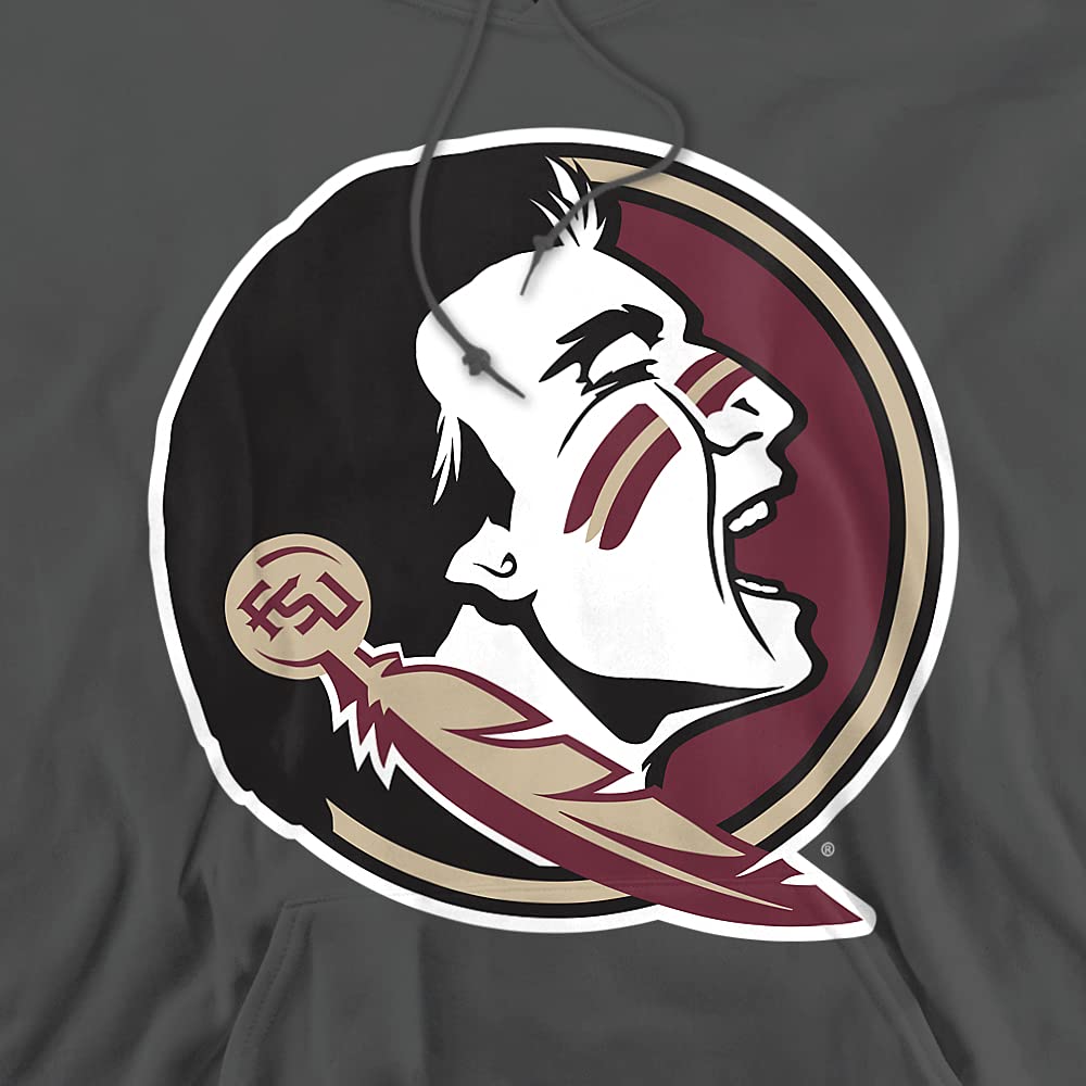 Florida State University FSU Seminoles Official Distressed Primary Unisex Adult Pull-Over Hoodie,Charcoal, Medium